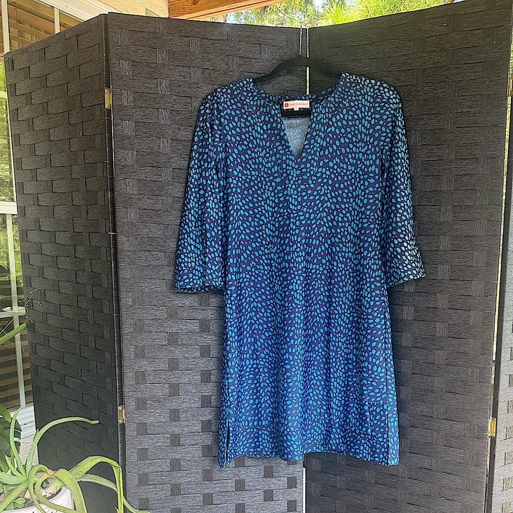 Jude Connally Teal and Navy Patterned Dress